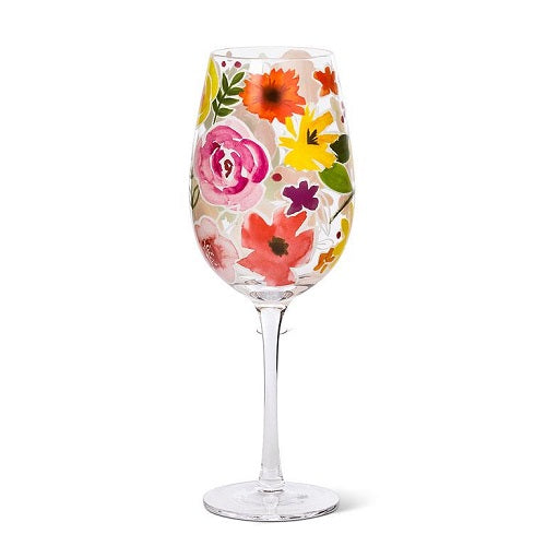 Fiesta Floral Wine Glass with Stem - Set of 4