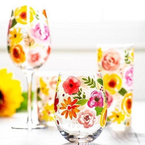 Fiesta Floral Wine Glass with Stem
