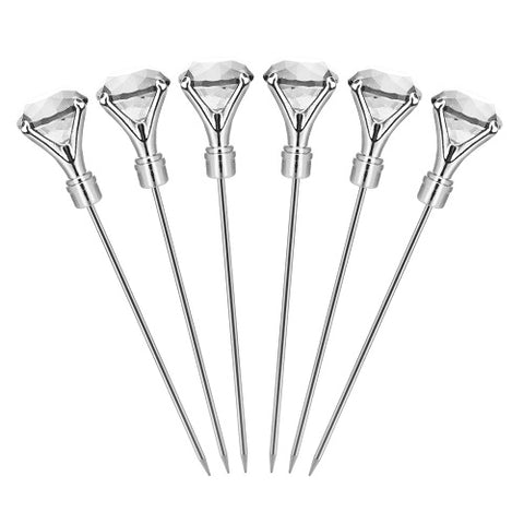 Final Touch Clear Diamond Cocktail Picks - Set of 6