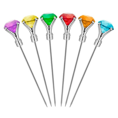 Final Touch Coloured Diamond Cocktail Picks - Set of 6