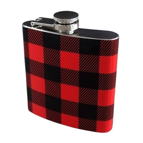 Red Plaid Flask 6 oz