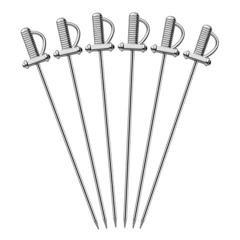 Final Touch Stainless Steel Sword Cocktail Picks - Set of 6