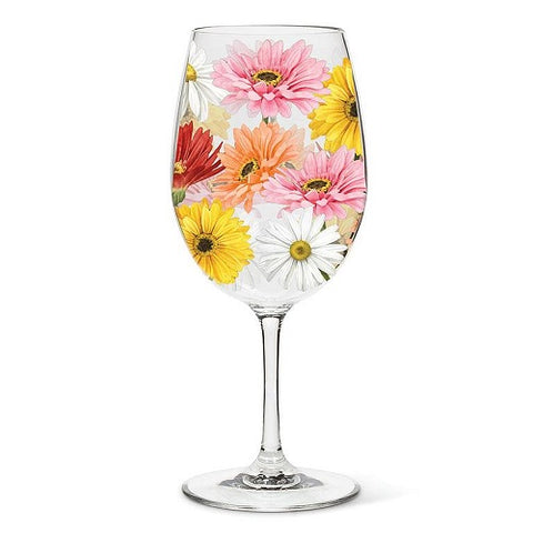 Gerbera Daisy Wine Glass with Stem - Set of 4
