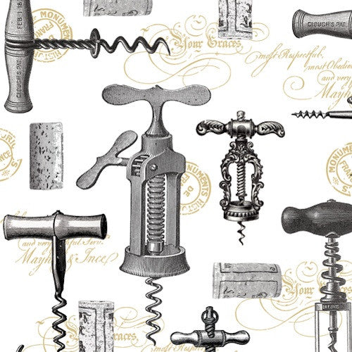 Cocktail Napkins: Wine Corks and Corkscrews