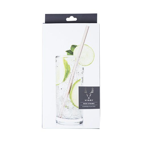 Viski Wide Copper Cocktail Straws - Set of 4