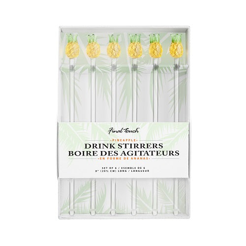 Final Touch Pineapple Drink Stirrers - Set of 6