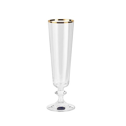 RCR Bella Crystal Gold Rim Flute - Set of 6