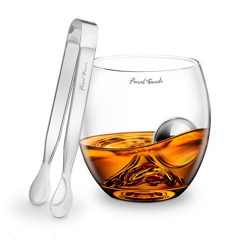 Final Touch On The Rock Glass with Chilling Ball & Tongs