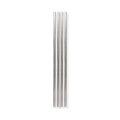Metal Straws, Silver, 10 inch - Set of 4