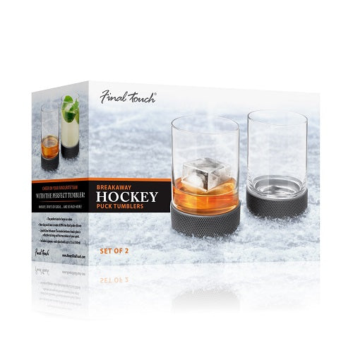Final Touch Breakaway Hockey Puck Tumblers - Set of 2 with 2 bonus king cube moulds!