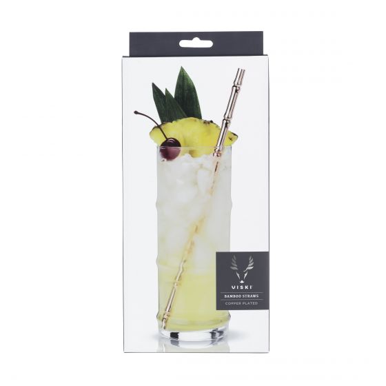 Viski Copper Bamboo Straws - Set of 4