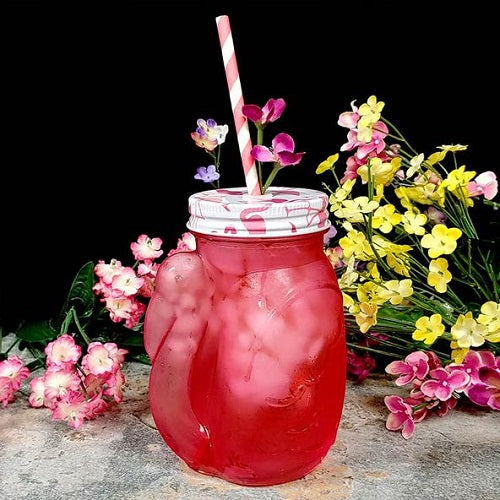 Pink Flamingo Mason Jar
