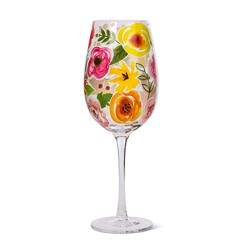 Fiesta Floral Wine Glass with Stem - Set of 4