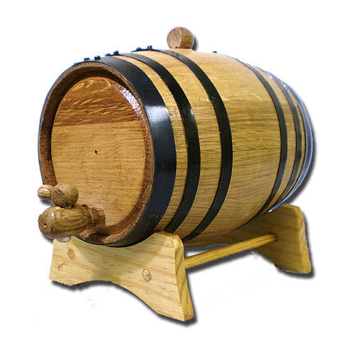 American White Oak Barrel, 2 Litre with Black Hoops