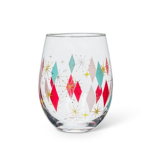 Bowlerama Deco Stemless Wine Glass - Set of 4