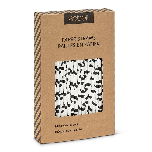 Cow Print Paper Straws - Box of 100