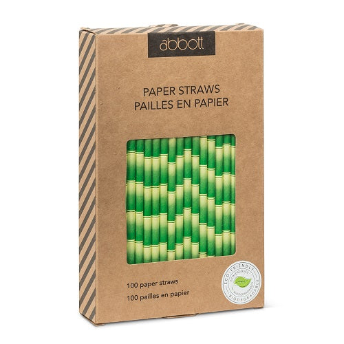 Bamboo Print Paper Straws - Box of 100