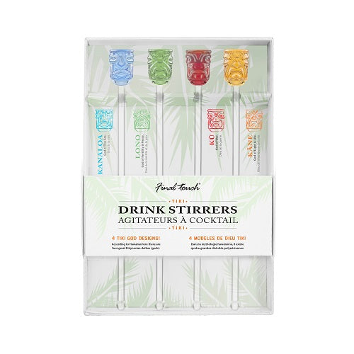 Final Touch Tiki Head Drink Stirrers - Set of 4