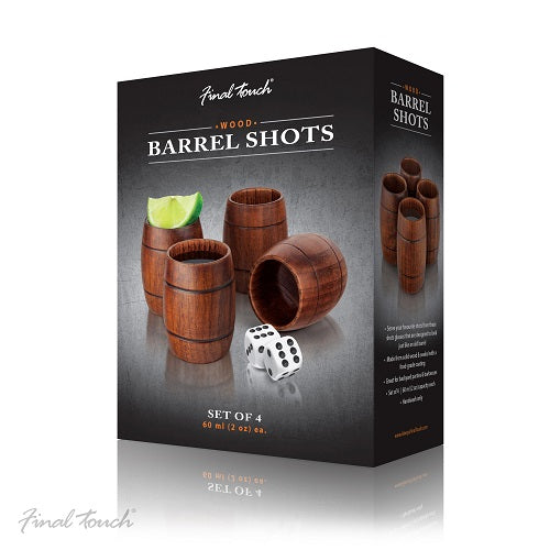 Wood Barrel Shots - Set of 4