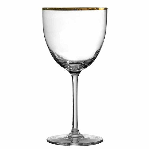 Retro Nick and Nora Cocktail Glass Gold Rim