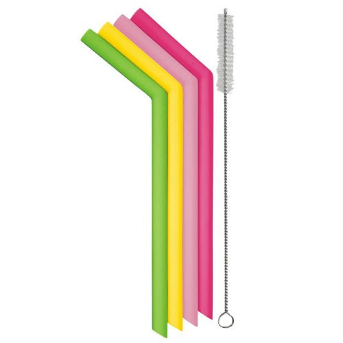 Reusable Silicone Smoothie Straws - Set of 4