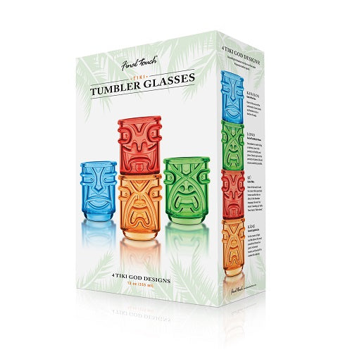 Set of 4 Tiki Tumbler Glasses (Coloured)