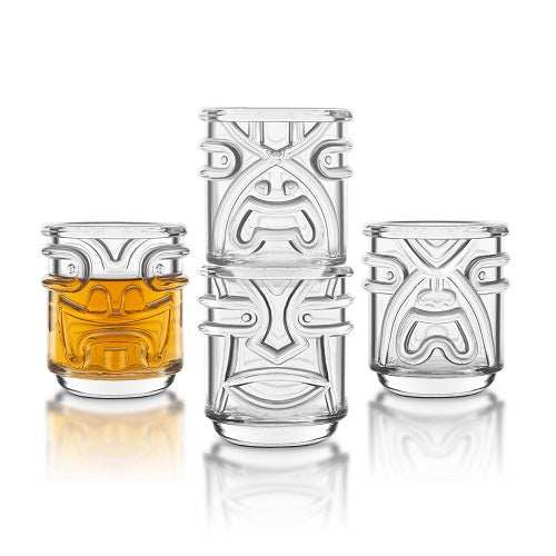 Final Touch Set of 4 Tiki Tumbler Glasses (Clear)